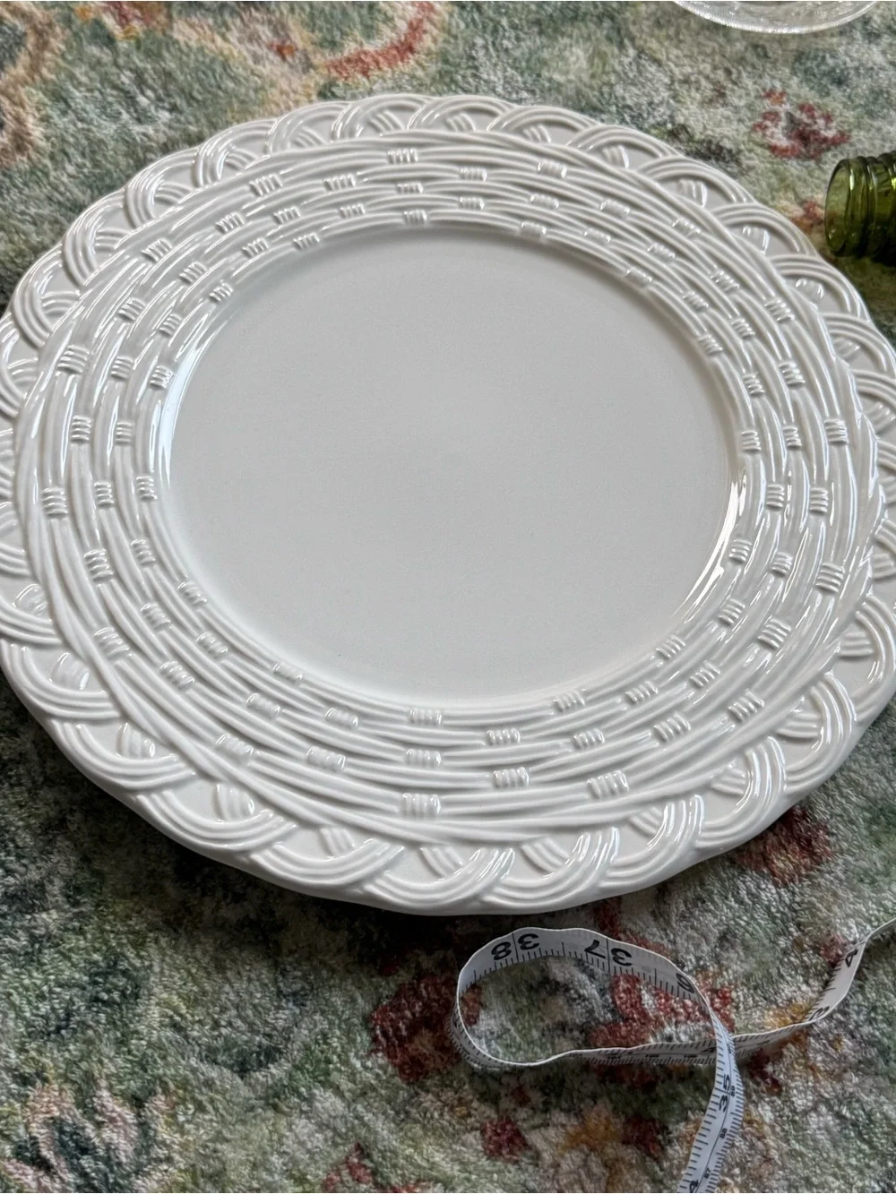 VINTAGE MIKASA Wicker White 12” Stoneware Plates- Set of 2